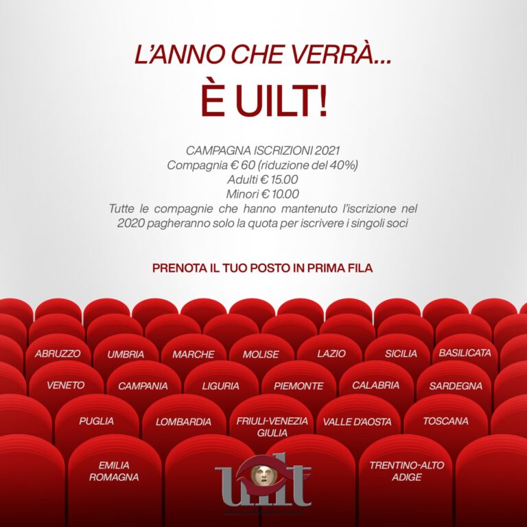 Affiliazione UILT anno 2021 – Unione Italiana Libero Teatro